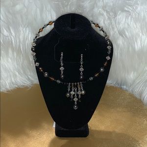 Black choker with beads and stones